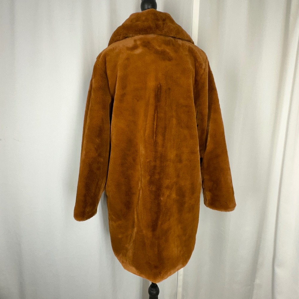 Marc New York Andrew Marc Women's S Cognac Brown Faux Fur Teddy Coat - Picture 4 of 15